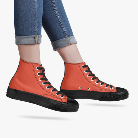 286. New High-Top Canvas Shoes - Black and Orange