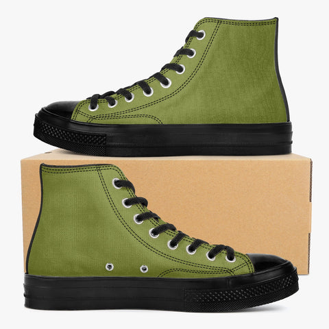286. New High-Top Canvas Shoes - Black & green